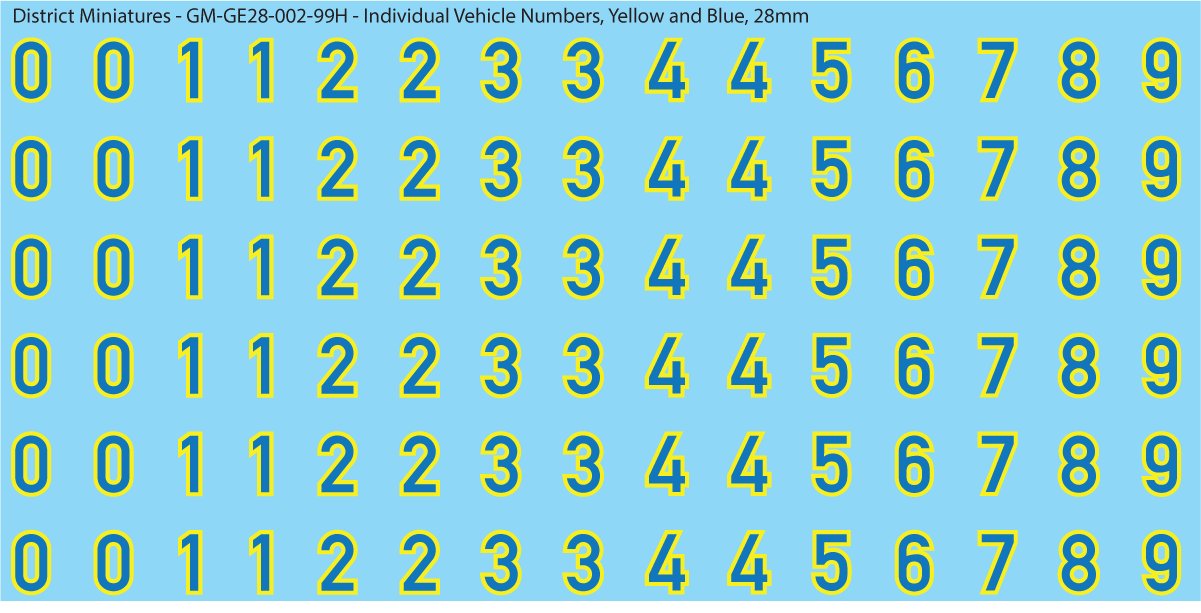 WW2 German - Individual Vehicle Numbers (Large and Small Options), 28mm
