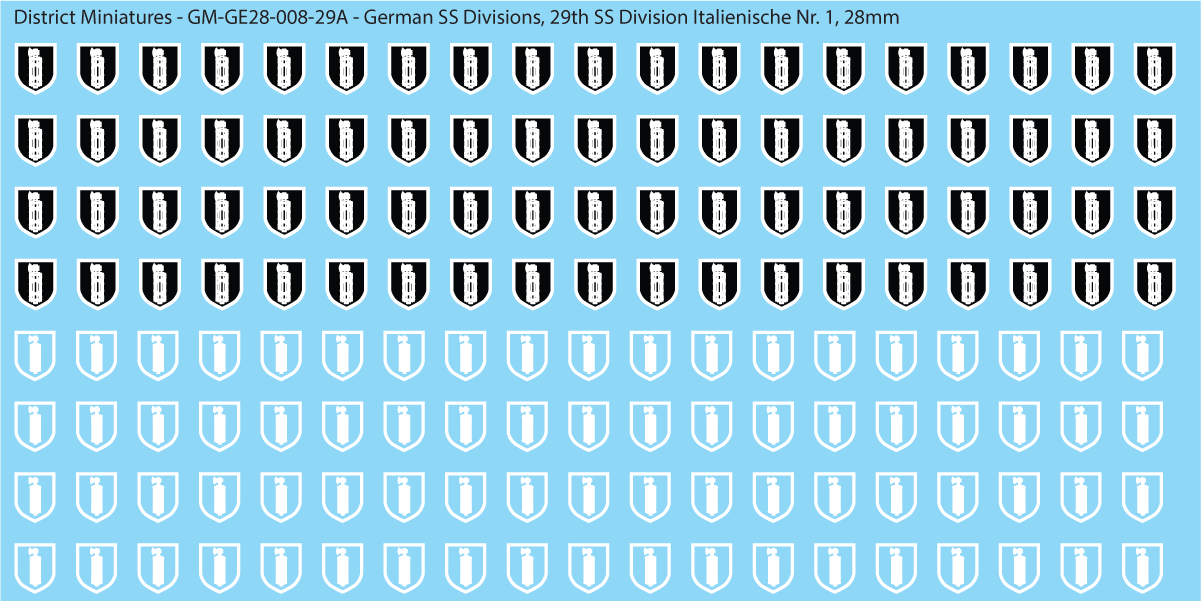 WW2 German SS Divisions, 28mm Decals