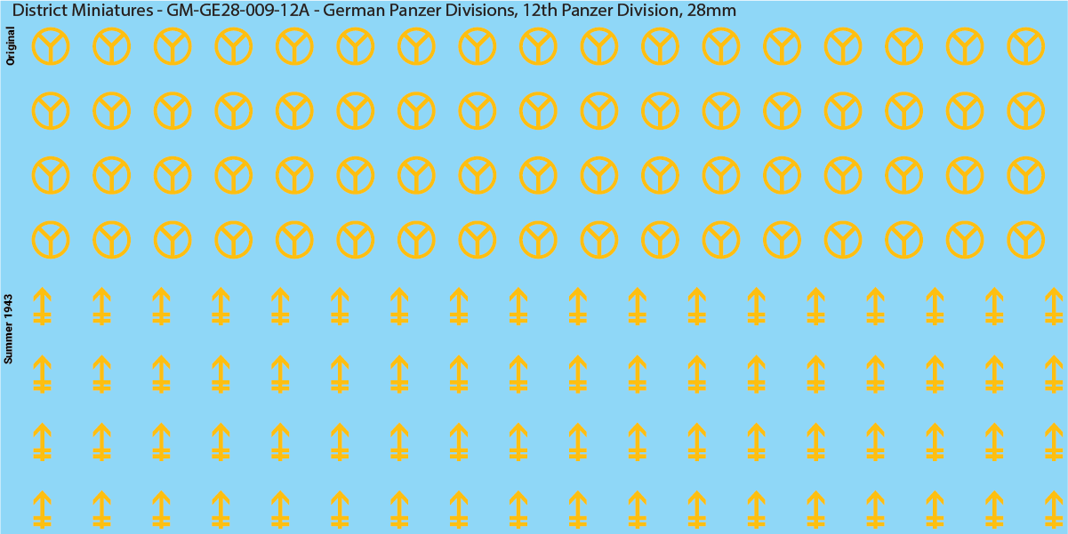 WW2 German Wehrmacht Panzer Divisions, 28mm Decals