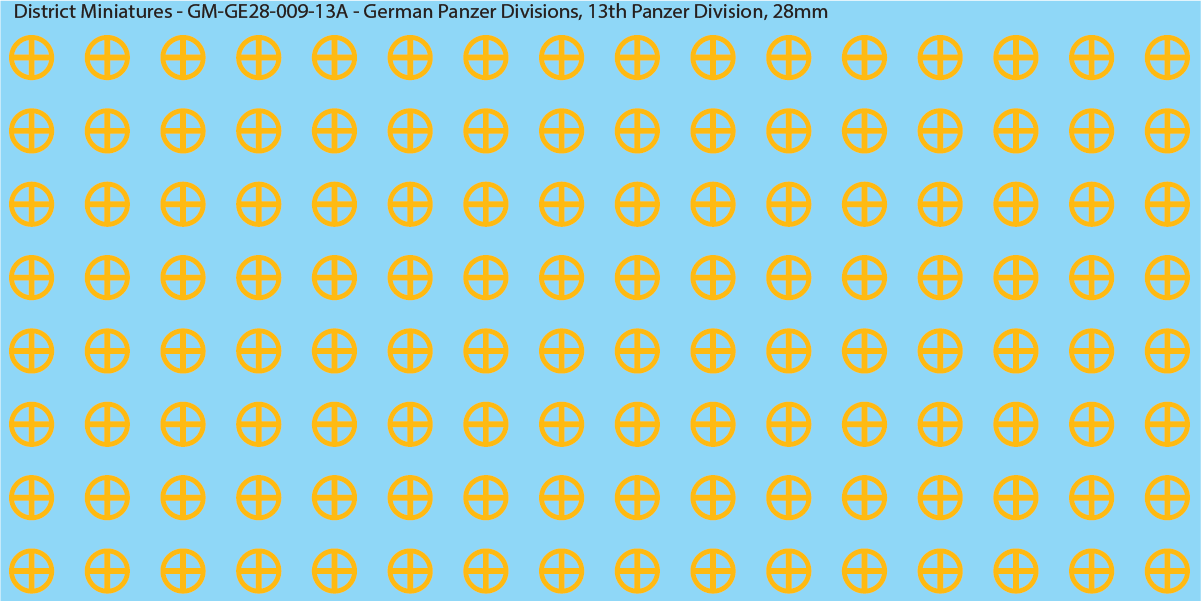 WW2 German Wehrmacht Panzer Divisions, 28mm Decals