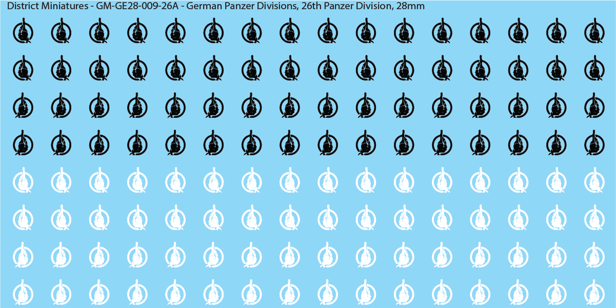 WW2 German Wehrmacht Panzer Divisions, 28mm Decals