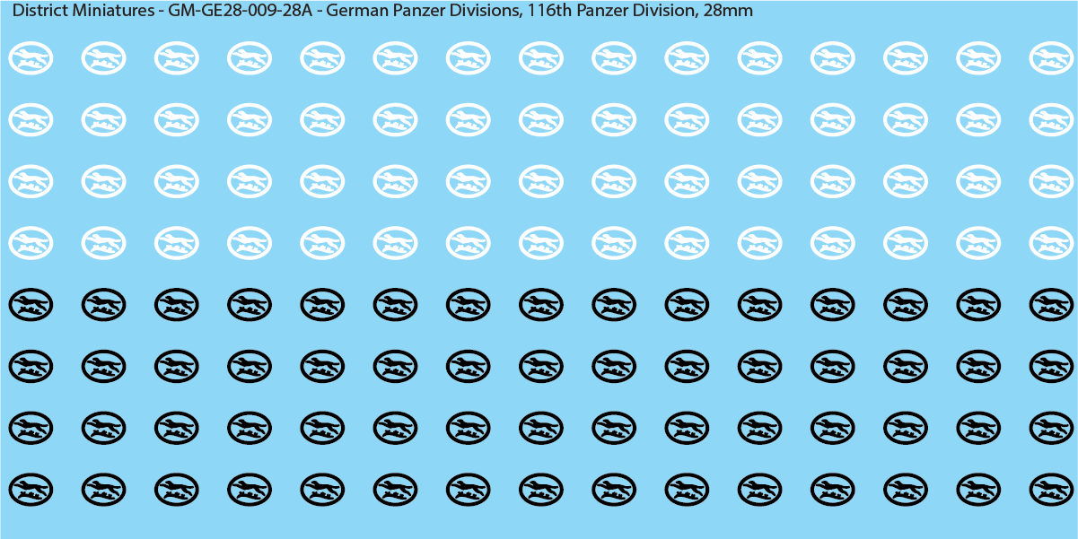 WW2 German Wehrmacht Panzer Divisions, 28mm Decals