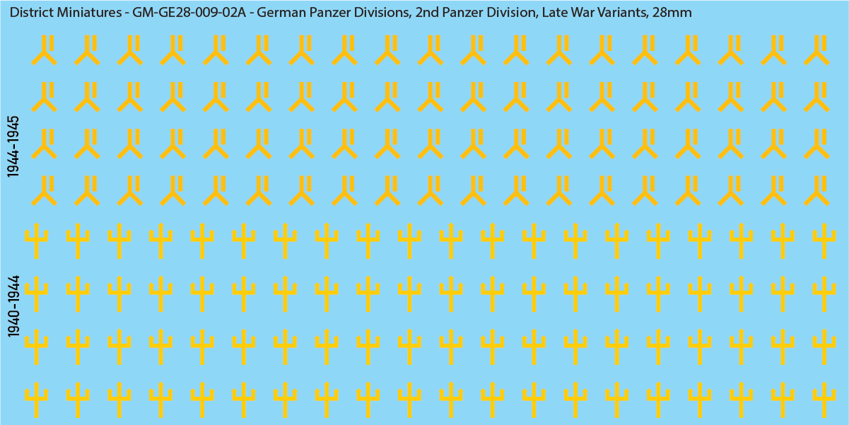 WW2 German Wehrmacht Panzer Divisions, 28mm Decals