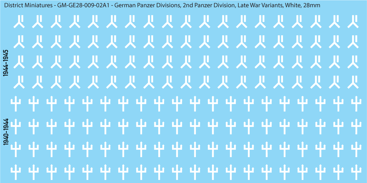 WW2 German Wehrmacht Panzer Divisions, 28mm Decals