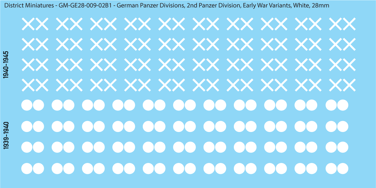 WW2 German Wehrmacht Panzer Divisions, 28mm Decals