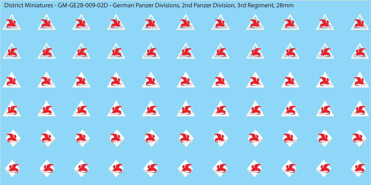 WW2 German Wehrmacht Panzer Divisions, 28mm Decals