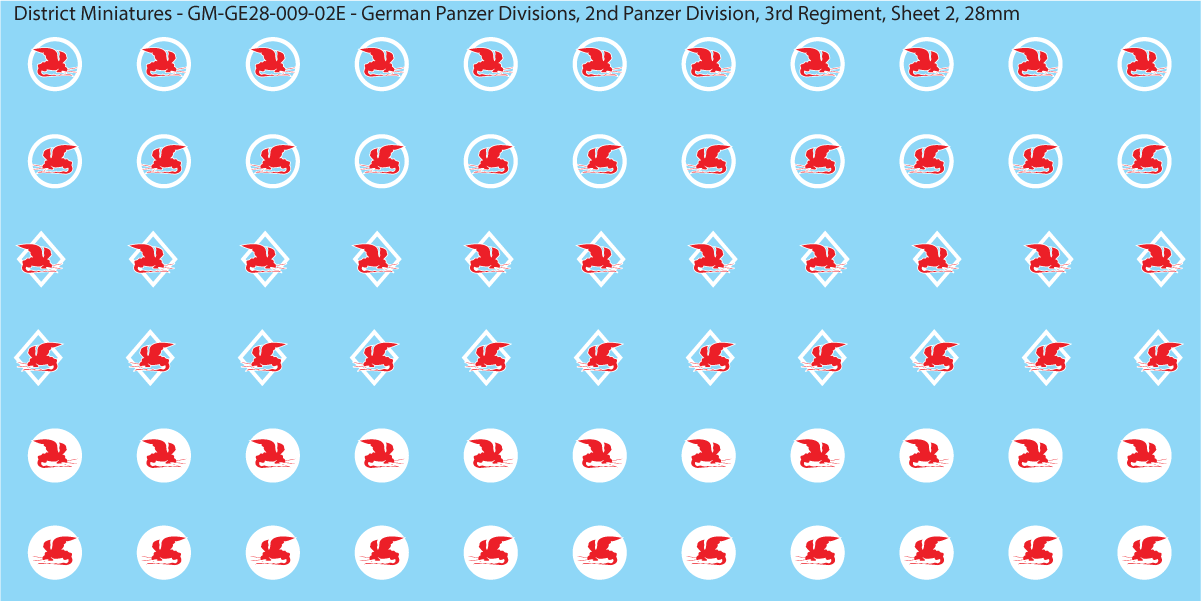WW2 German Wehrmacht Panzer Divisions, 28mm Decals