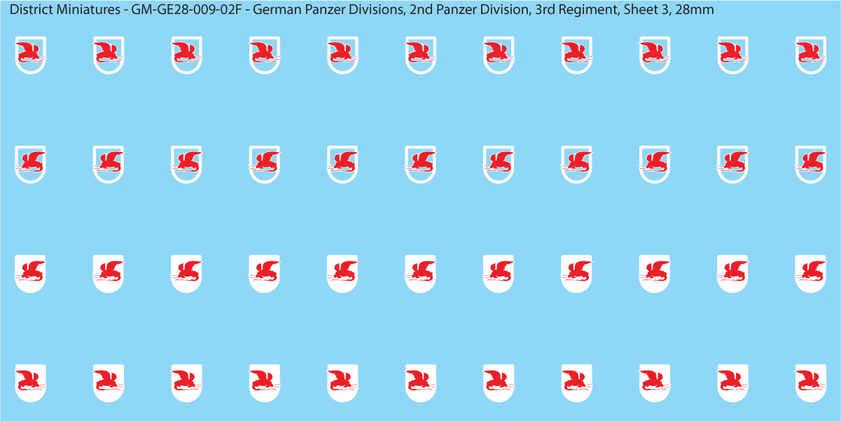 WW2 German Wehrmacht Panzer Divisions, 28mm Decals