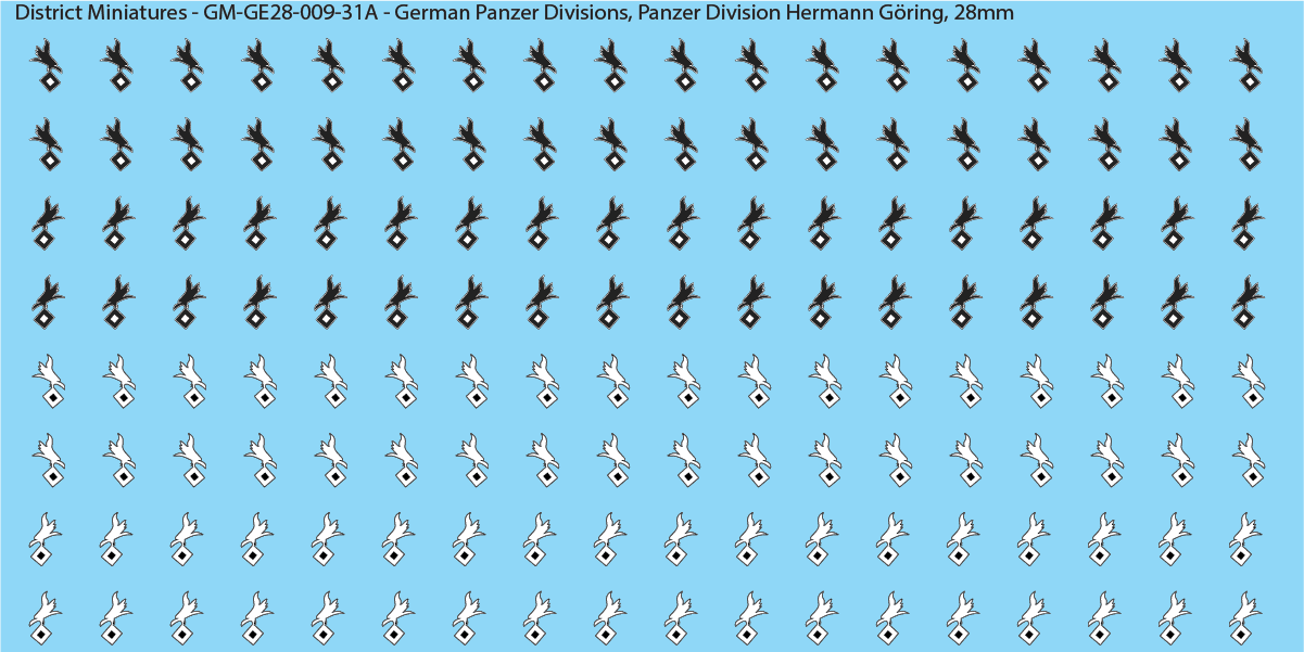 WW2 German Wehrmacht Panzer Divisions, 28mm Decals