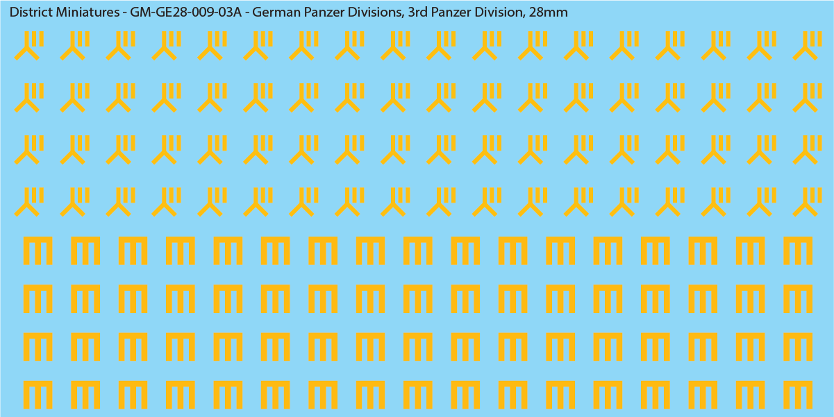 WW2 German Wehrmacht Panzer Divisions, 28mm Decals