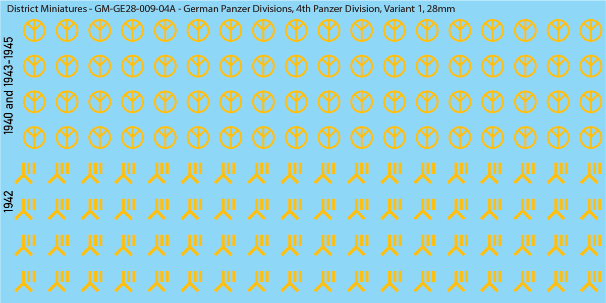 WW2 German Wehrmacht Panzer Divisions, 28mm Decals