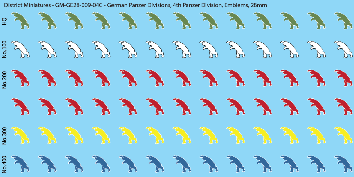 WW2 German Wehrmacht Panzer Divisions, 28mm Decals