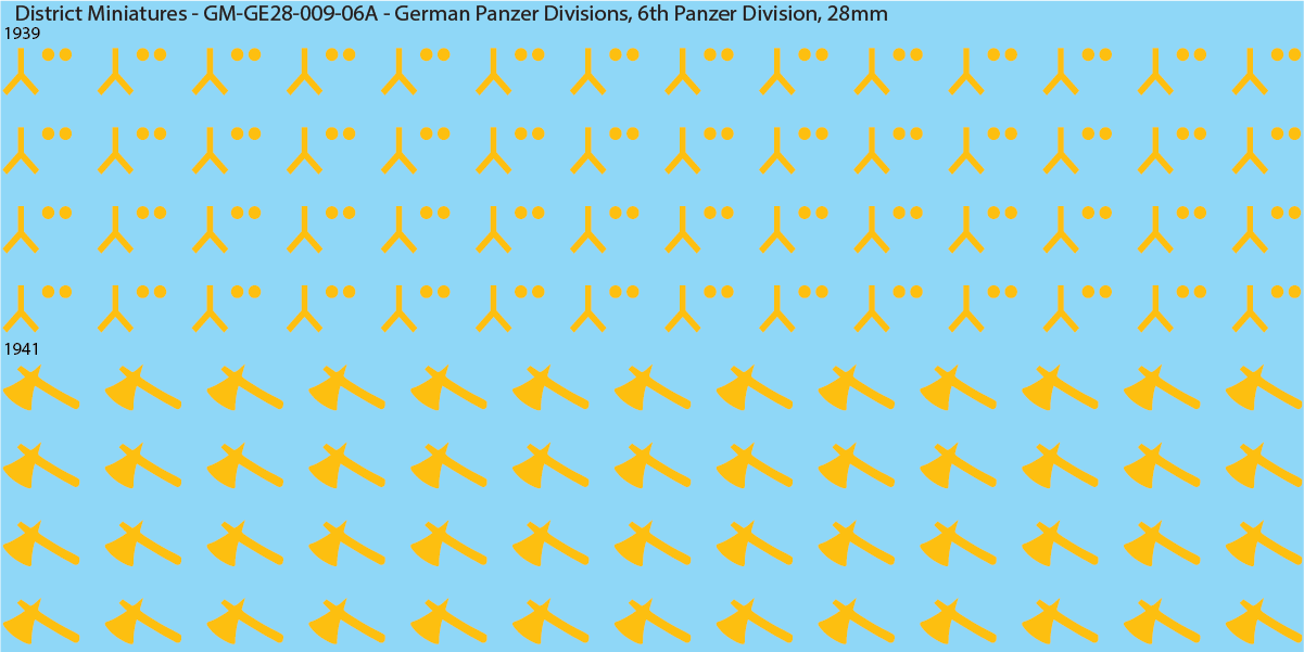 WW2 German Wehrmacht Panzer Divisions, 28mm Decals