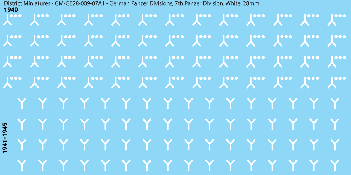 WW2 German Wehrmacht Panzer Divisions, 28mm Decals