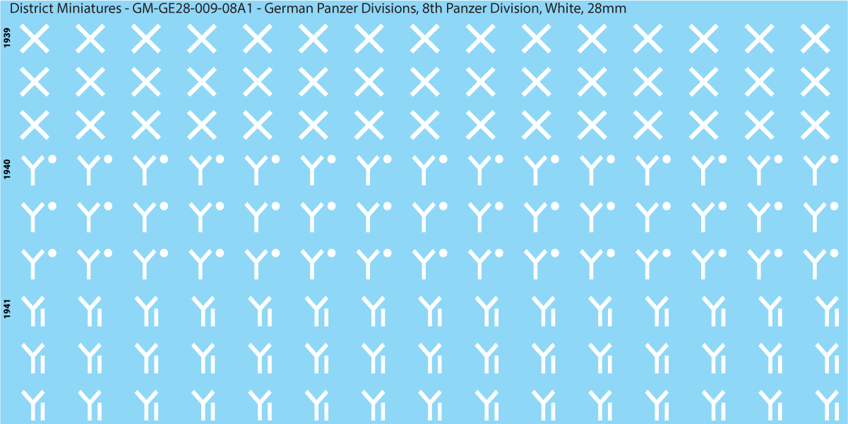 WW2 German Wehrmacht Panzer Divisions, 28mm Decals
