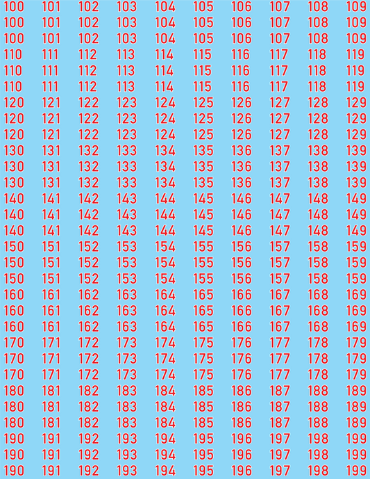 WW2 German - German Vehicle Numbers Sheets, Regular Size, 100-999 (Multiple Options), 28mm