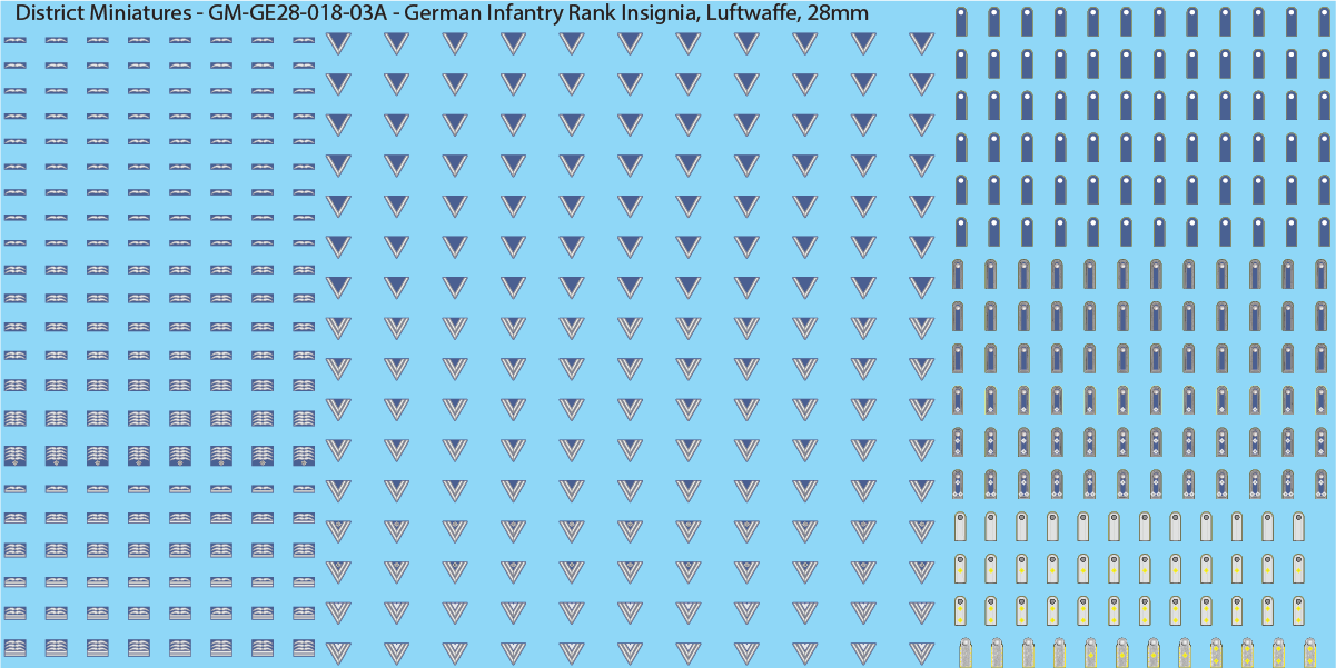 WW2 German - German Infantry Rank Insignia (Multiple Options), 28mm Decals
