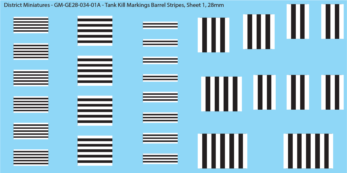 Tank Kill Markings Barrel Stripes (Multiple Options), 28mm Decals