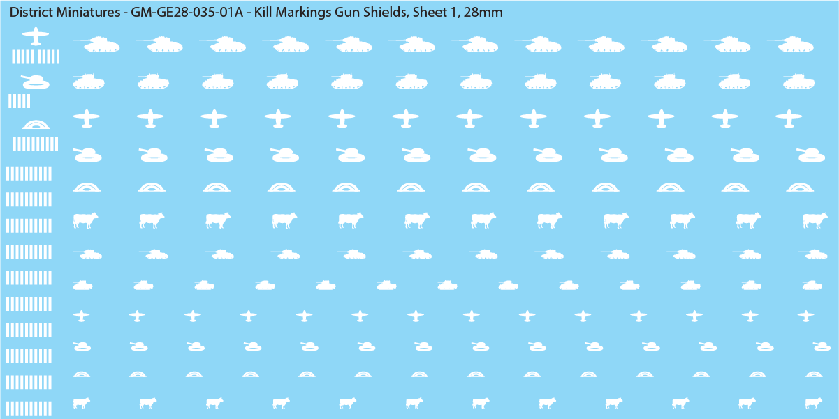 Kill Markings for Gun Shields, 28mm Decals – District Miniatures