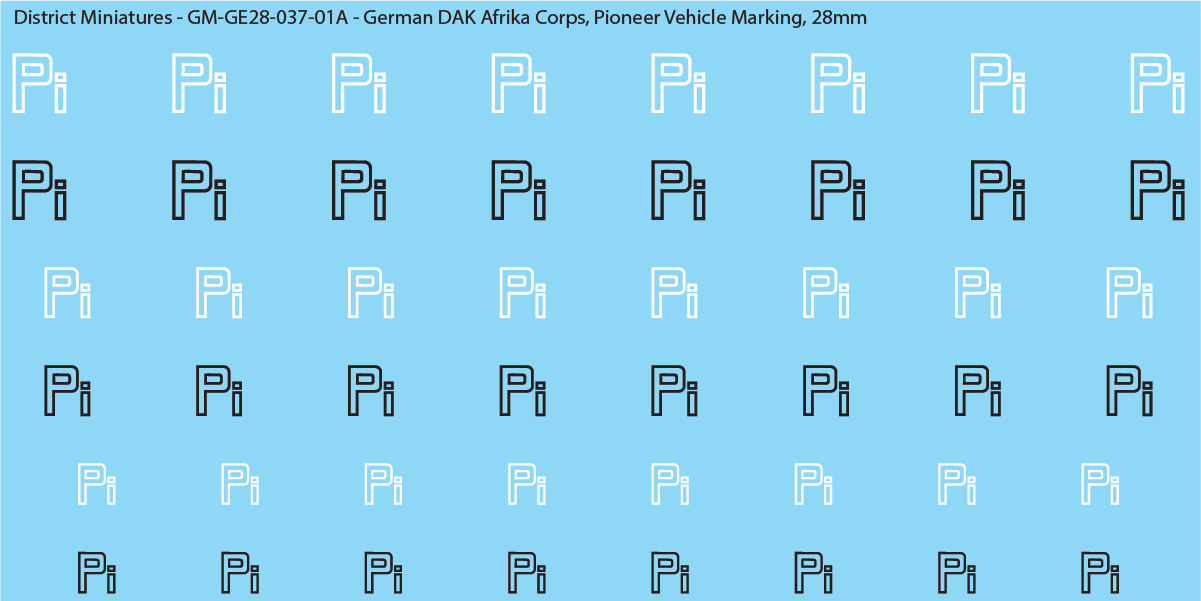 WW2 German DAK Afrika Corps, Pioneer Vehicle Markings, 28mm Decals