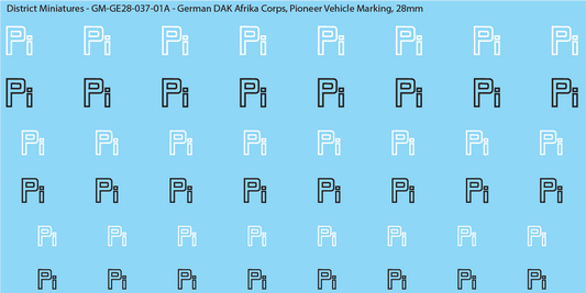 WW2 German DAK Afrika Corps, Pioneer Vehicle Markings, 28mm Decals