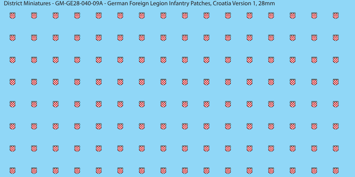 Croatia Version 1 - German Foreign Legion infantry patch, 28mm waterslide decal