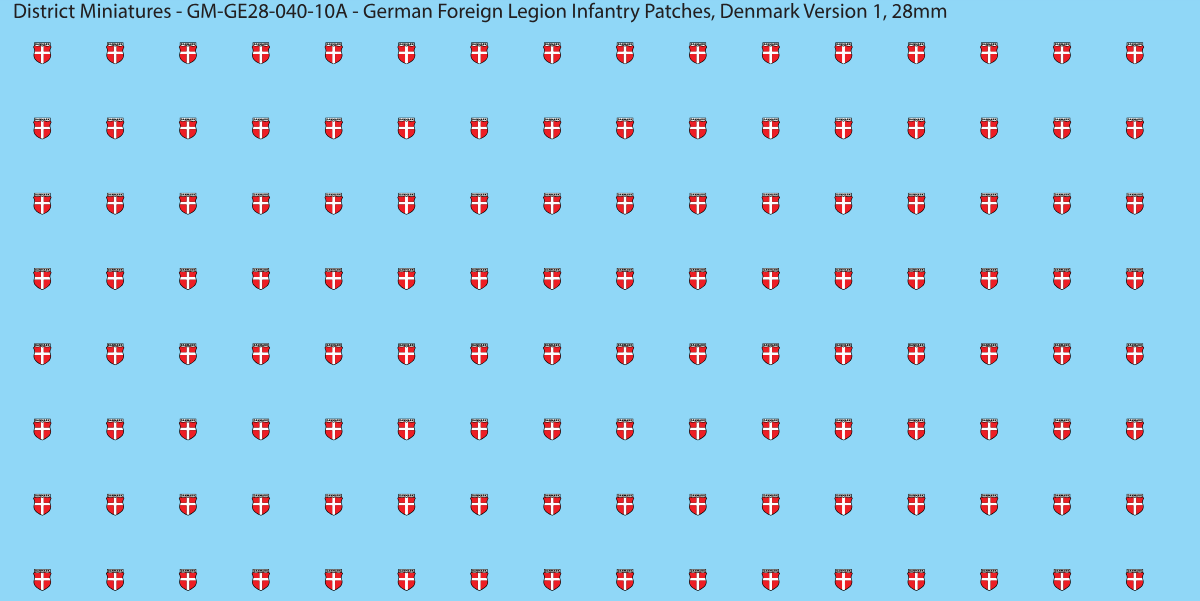 Denmark Version 1 - German Foreign Legion infantry patch, 28mm waterslide decal