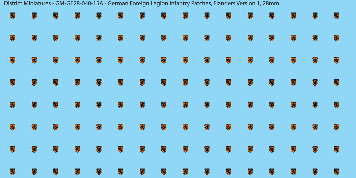 Flanders Version 1 - German Foreign Legion infantry patch, 28mm waterslide decal