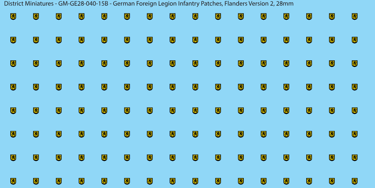 Flanders Version 2 - German Foreign Legion infantry patch, 28mm waterslide decal