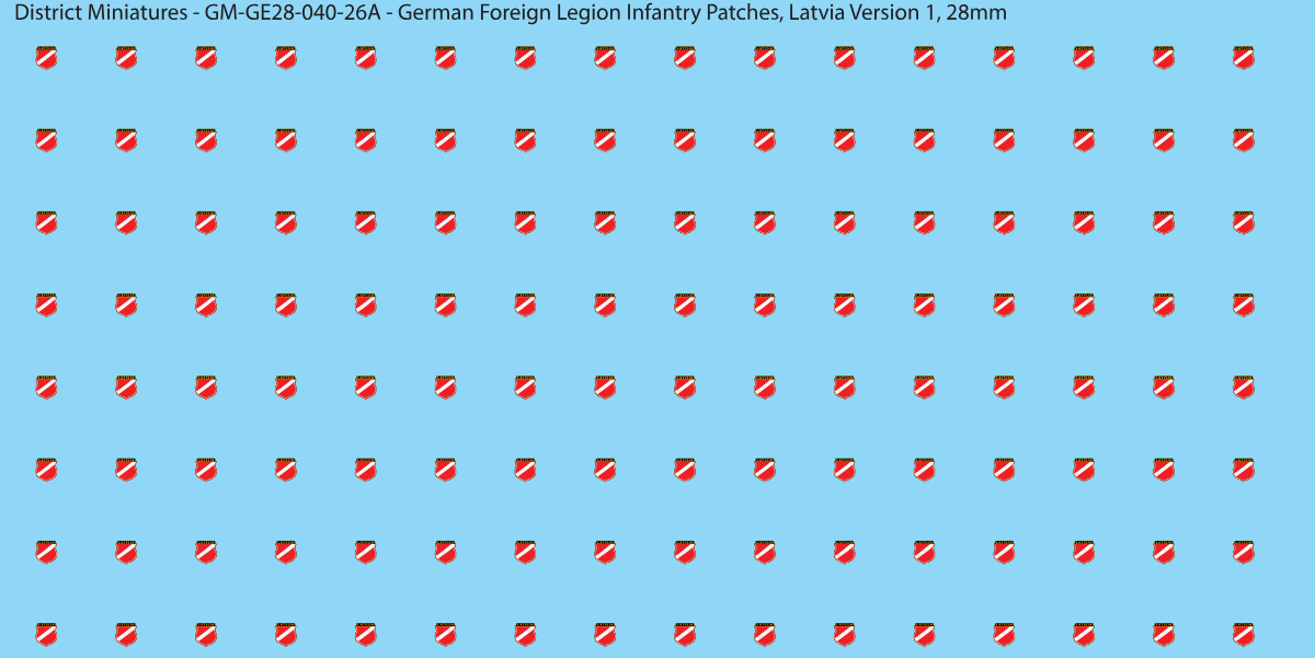 Latvia Version 1 - German Foreign Legion infantry patch, 28mm waterslide decal