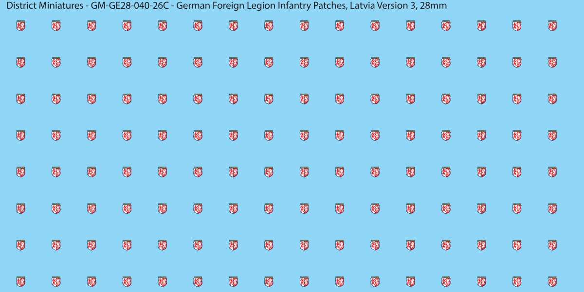 Latvia Version 3 - German Foreign Legion infantry patch, 28mm waterslide decal
