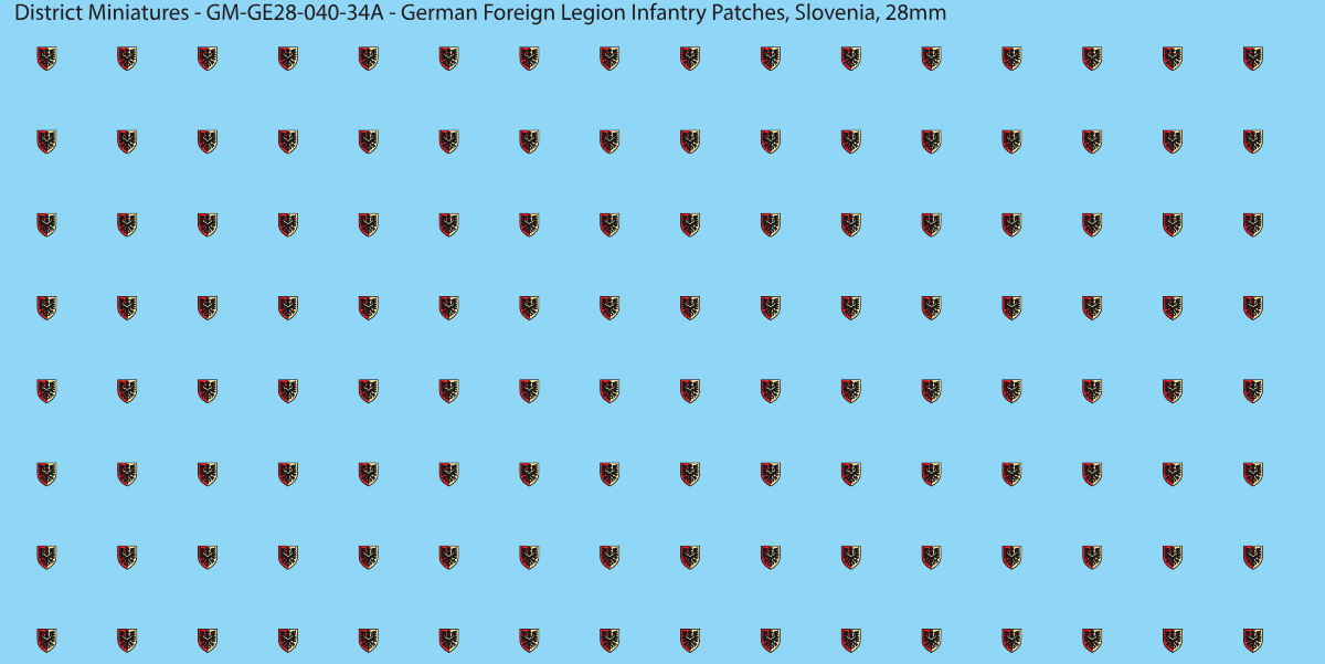 Slovenia Version 1 - German Foreign Legion infantry patch, 28mm waterslide decal