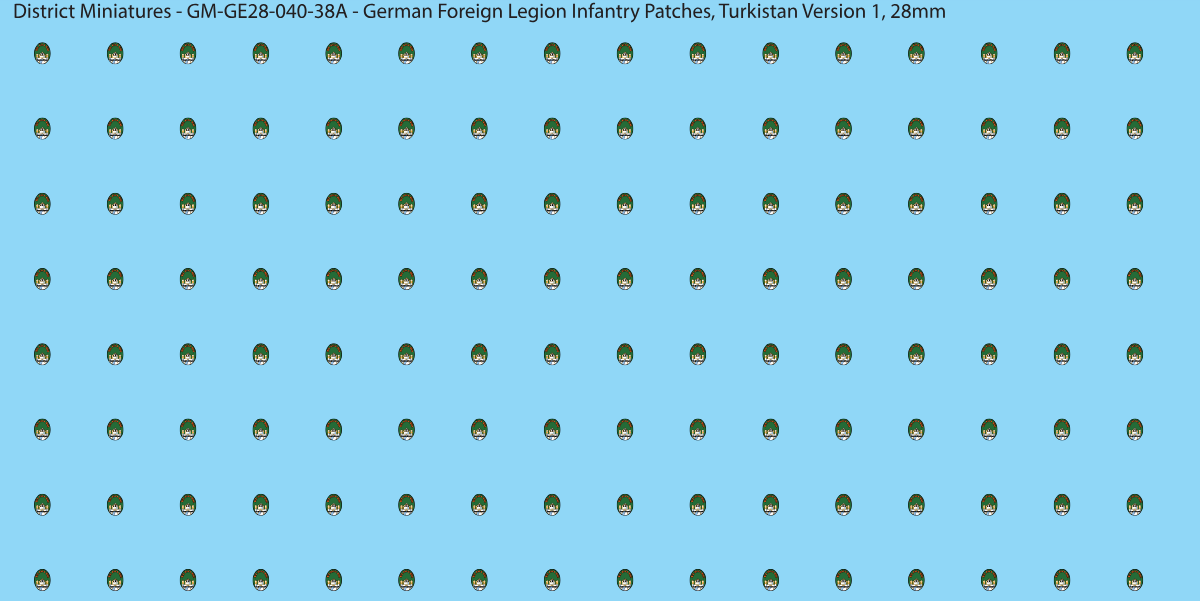 Turkistan Version 1 - German Foreign Legion infantry patch, 28mm waterslide decal