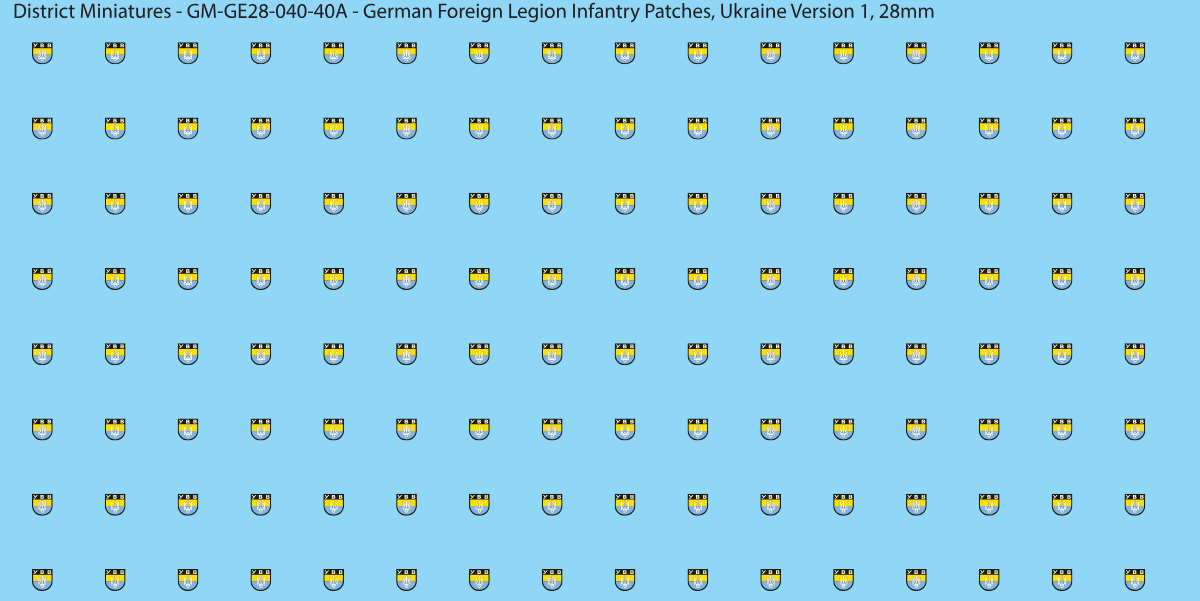 Ukraine Version 1 - German Foreign Legion infantry patch, 28mm waterslide decal
