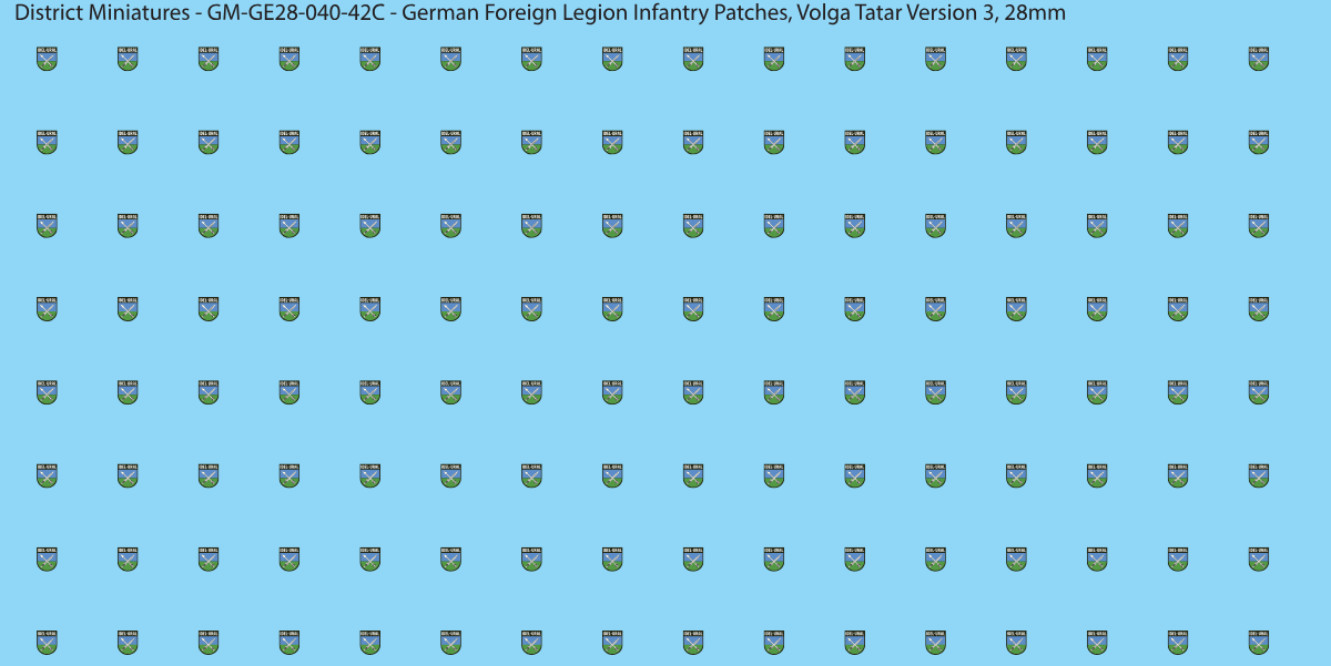 Volga Tatar Version 3 - German Foreign Legion infantry patch, 28mm waterslide decal
