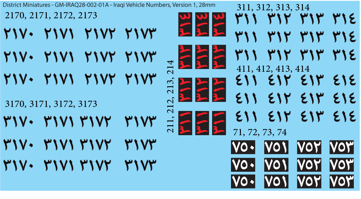 Iraqi Vehicle Numbers, 28mm