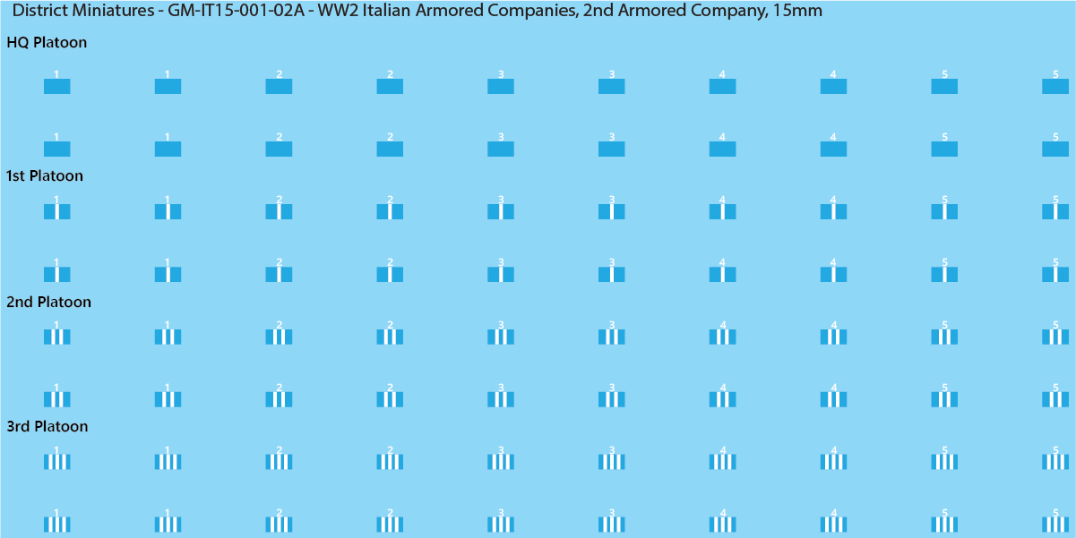 WW2 Italian Decals, Armored Companies (Multiple Options), 15mm Decals