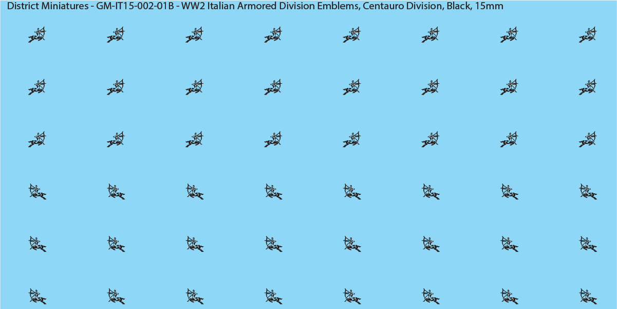 WW2 Italian Decals, Armored Division Emblems (Multiple Options), 15mm Decals