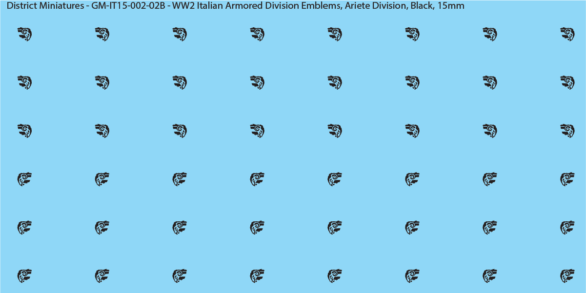 WW2 Italian Decals, Armored Division Emblems (Multiple Options), 15mm Decals