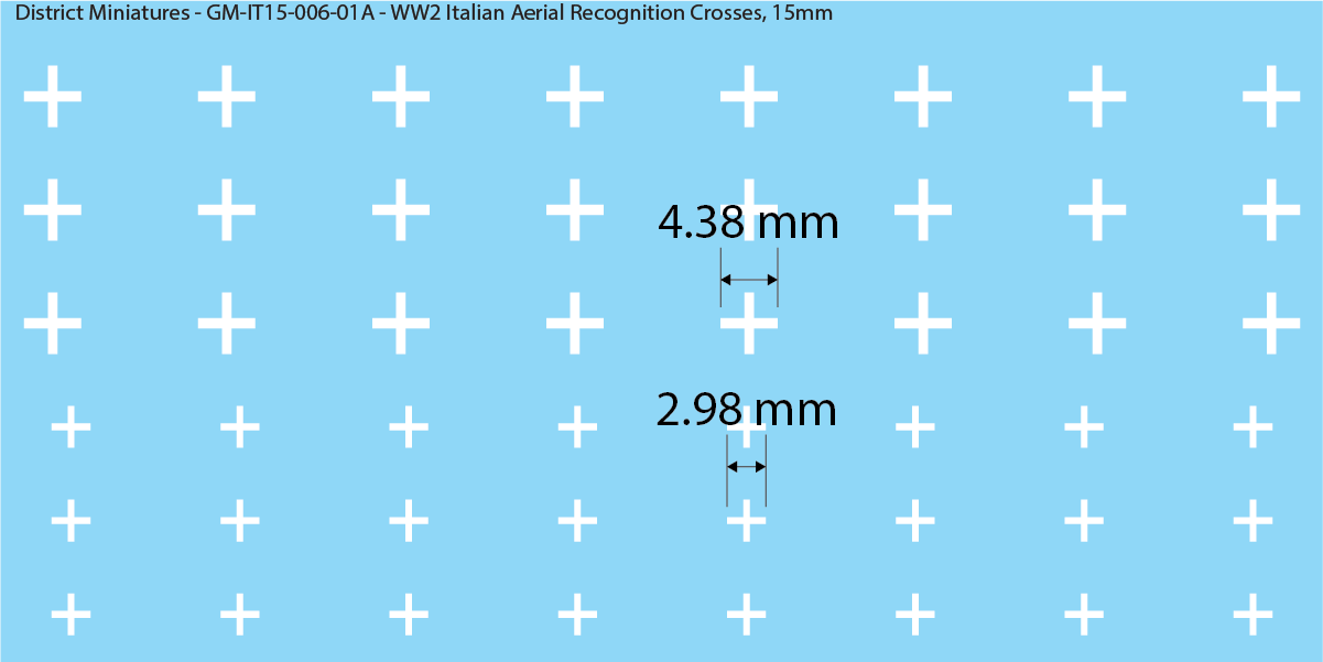 WW2 Italian Decals, Aerial Recognition Crosses, 15mm Decals