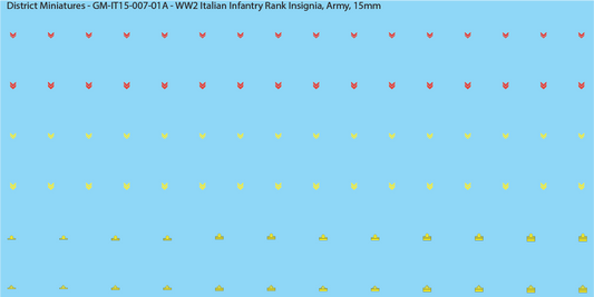WW2 Italian Decals, Infantry Rank Insignia (Multiple Options), 15mm Decals
