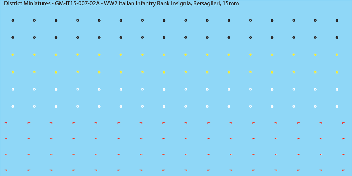WW2 Italian Decals, Infantry Rank Insignia (Multiple Options), 15mm Decals