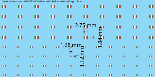 WW2 Italian Decals, Italian Vehicle Flags, 15mm Decals