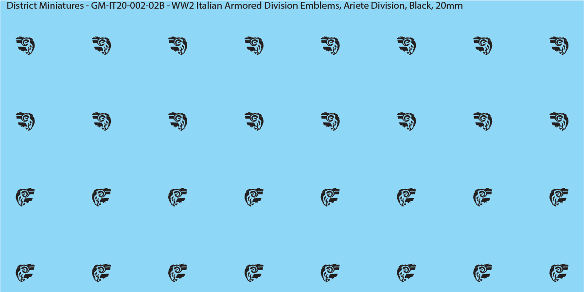 WW2 Italian Decals, Armored Division Emblems (Multiple Options), 20mm Decals