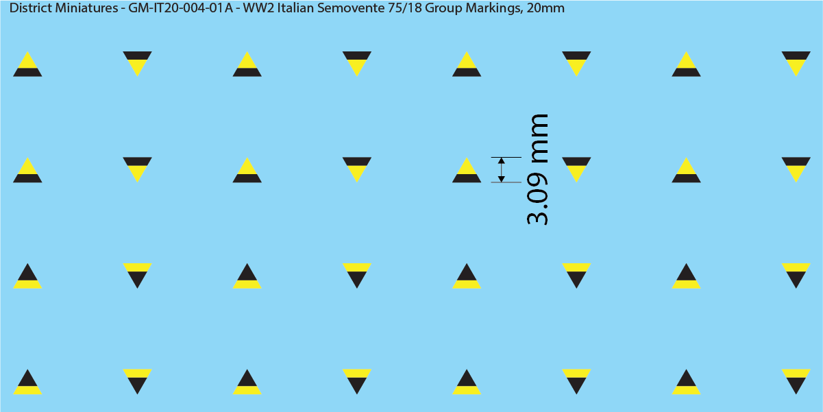 WW2 Italian Decals, Semovente 75/18 Group Markings and Tank Names (Multiple Options), 20mm Decals