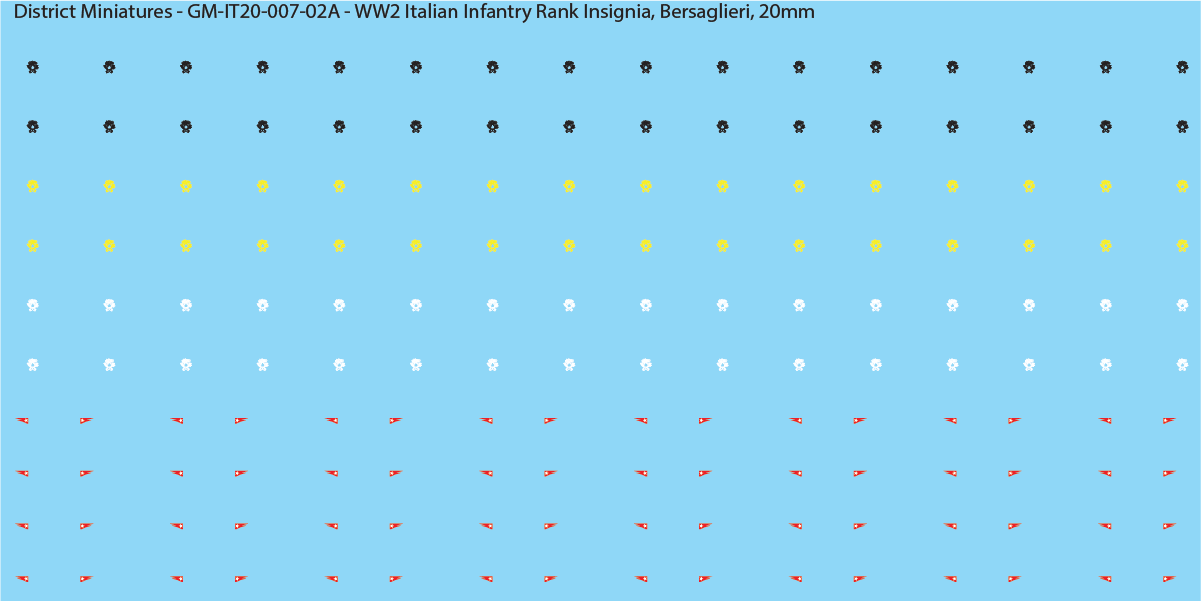 WW2 Italian Decals, Infantry Rank Insignia (Multiple Options), 20mm Decals