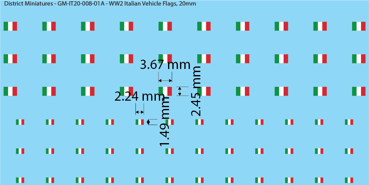 WW2 Italian Decals, Italian Vehicle Flags, 20mm Decals