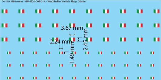 WW2 Italian Decals, Italian Vehicle Flags, 20mm Decals