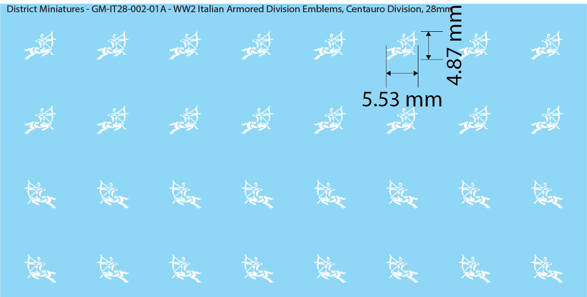 WW2 Italian Decals, Armored Division Emblems (Multiple Options), 28mm Decals
