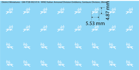 WW2 Italian Decals, Armored Division Emblems (Multiple Options), 28mm Decals